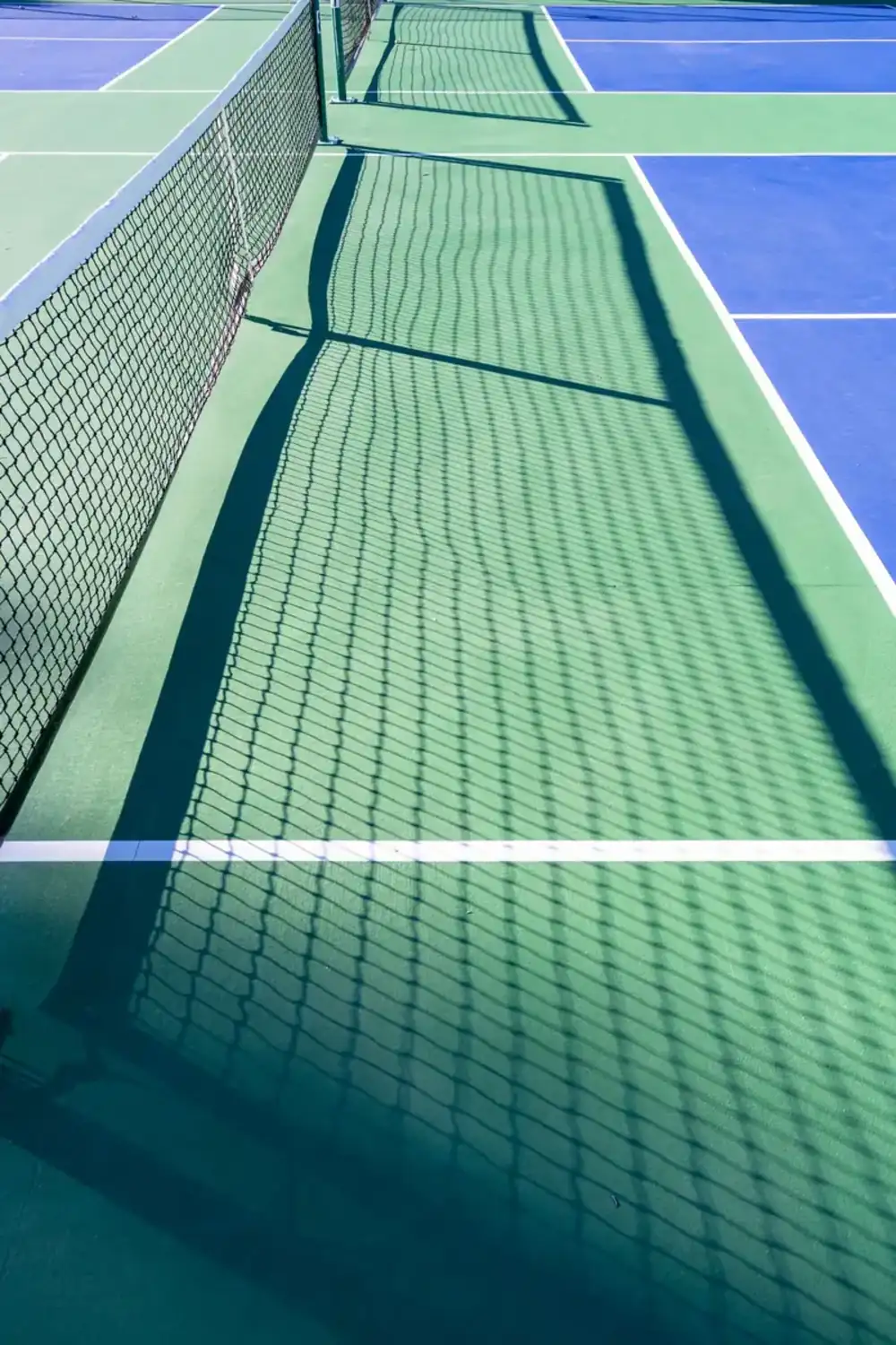 Pickleball court in the morning sun